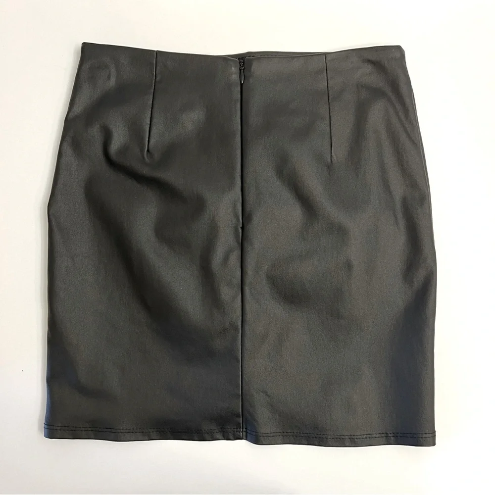 AKIRA Front Wrap Mini Skirt-Black - Picture 7 of 10